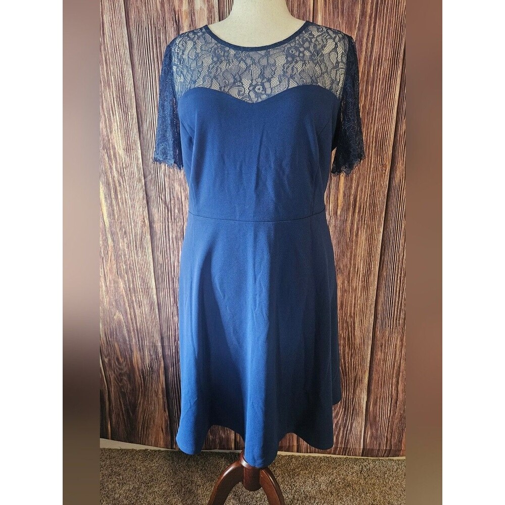 NWT Avenue Iris Eyelash Lace Top Fit And Flare Dress Plus Size 20W